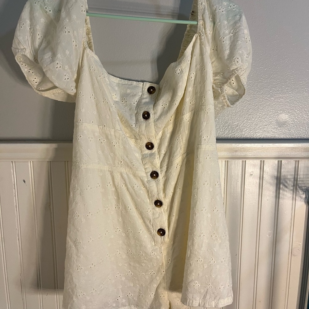 White Eyelet Button-Down Dress